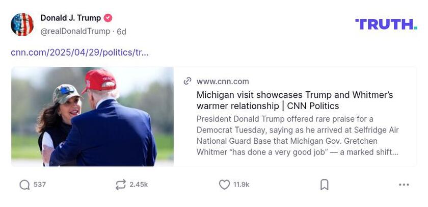 Post preview from Donald Trump