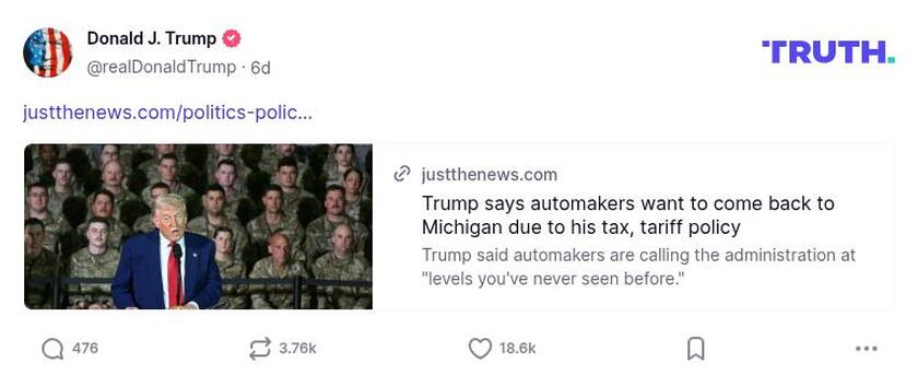 Post image from Donald Trump