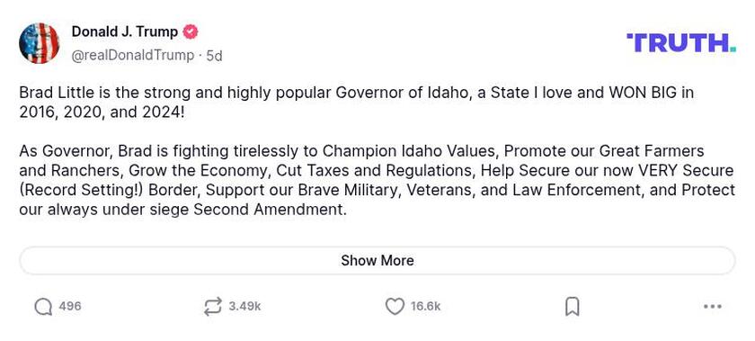 Post image from Donald Trump