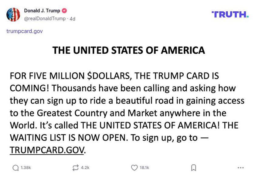 Post image from Donald Trump