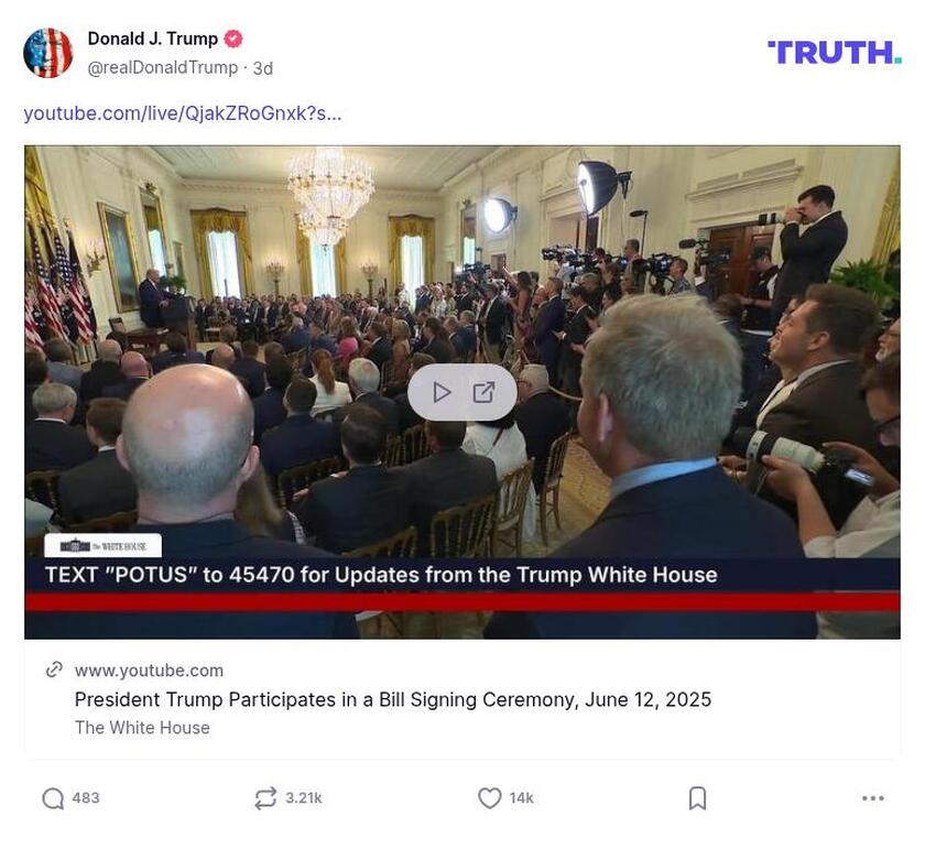 Post image from Donald Trump