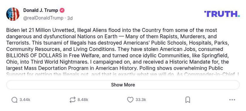 Post preview from Donald Trump