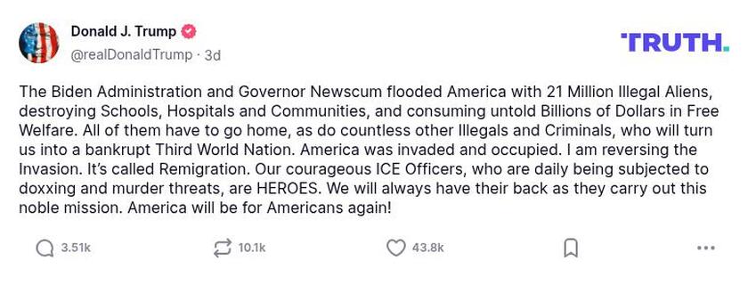 Post preview from Donald Trump