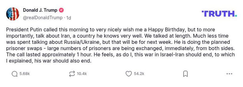 Post preview from Donald Trump