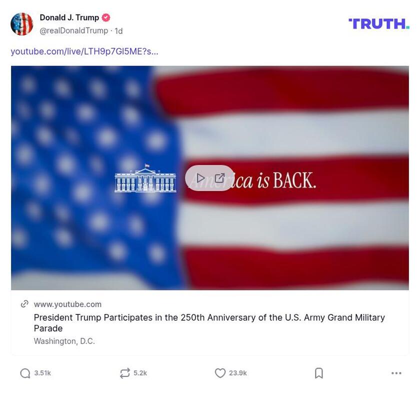 Post image from Donald Trump