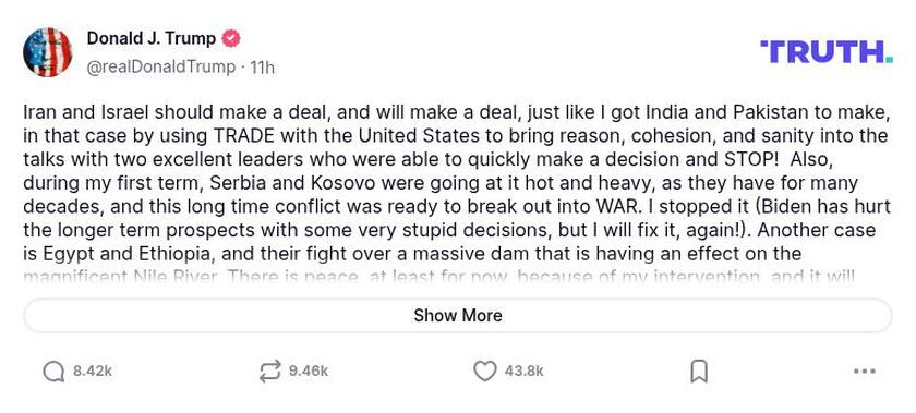 Post preview from Donald Trump