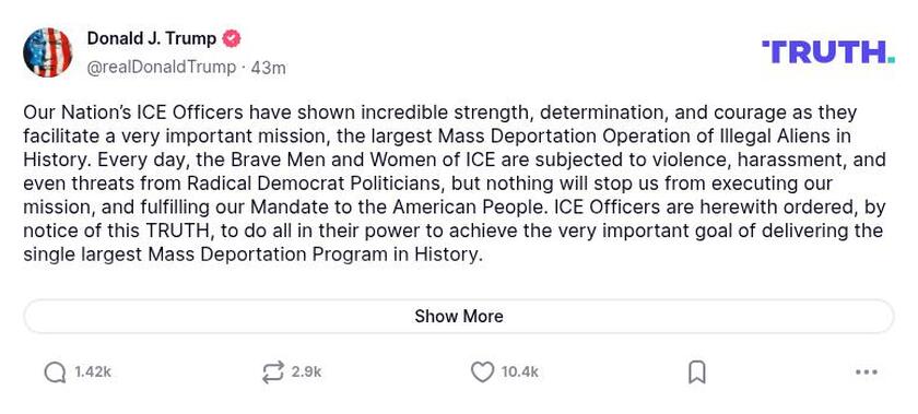 Post image from Donald Trump