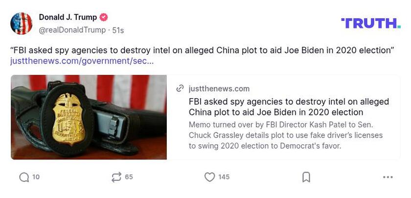 Post preview from Donald Trump