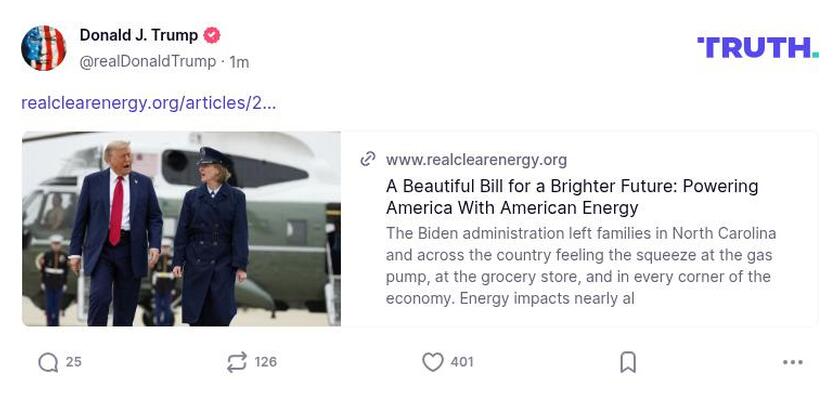 Post image from Donald Trump