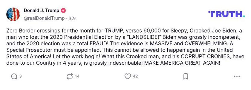 Post preview from Donald Trump