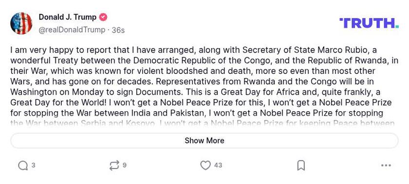 Post preview from Donald Trump