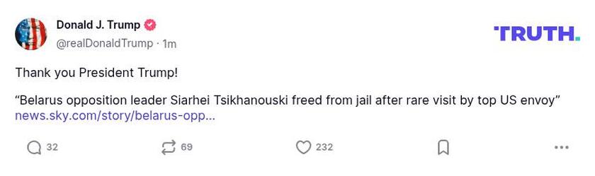 Post image from Donald Trump