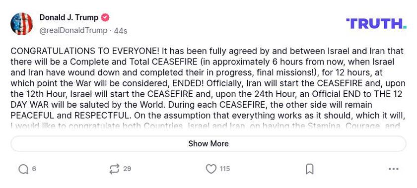 Post preview from Donald Trump