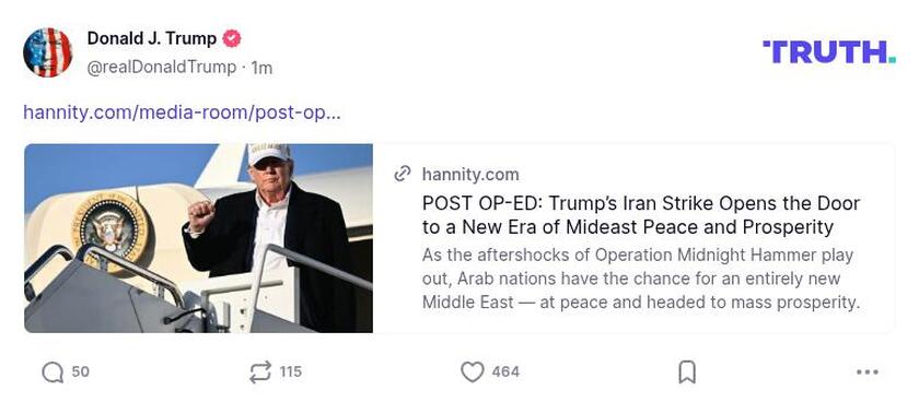 Post preview from Donald Trump