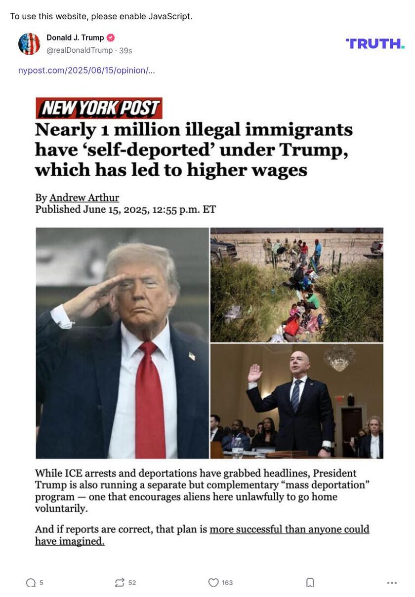 Post image from Donald Trump