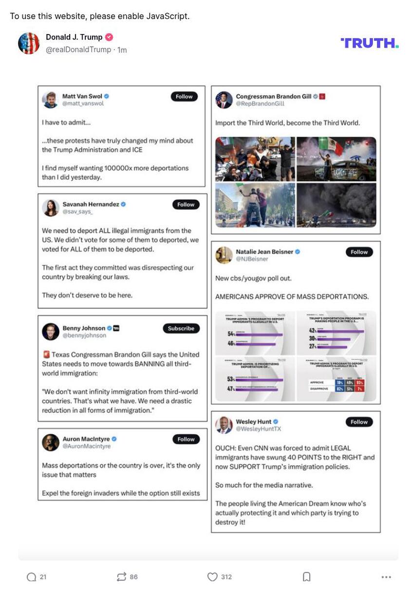 Post image from Donald Trump