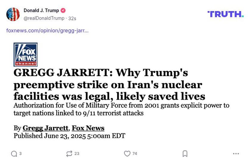 Post image from Donald Trump