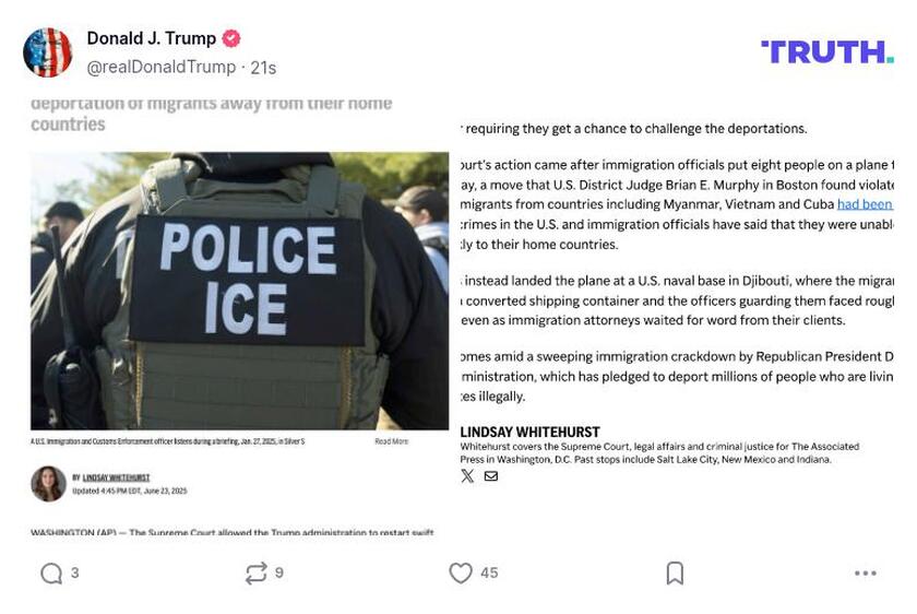 Post image from Donald Trump