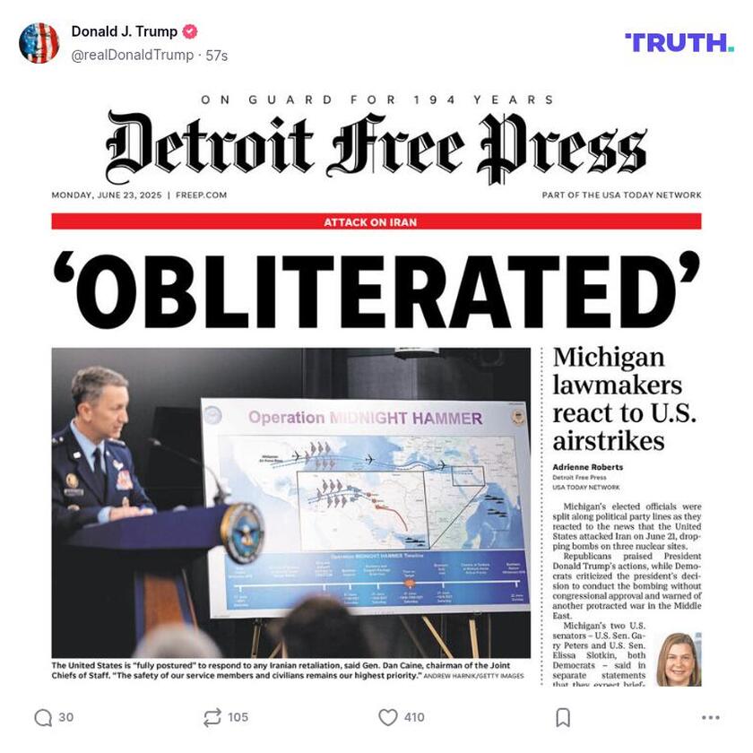 Post image from Donald Trump