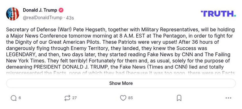 Post preview from Donald Trump