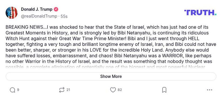 Post preview from Donald Trump