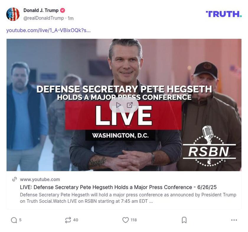 Post image from Donald Trump