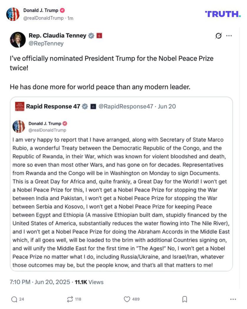 Post image from Donald Trump