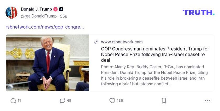 Post preview from Donald Trump