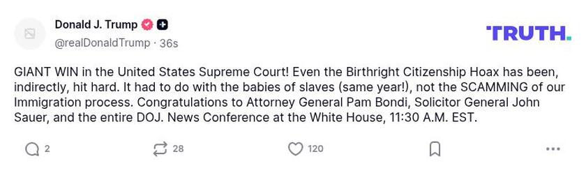 Post preview from Donald Trump