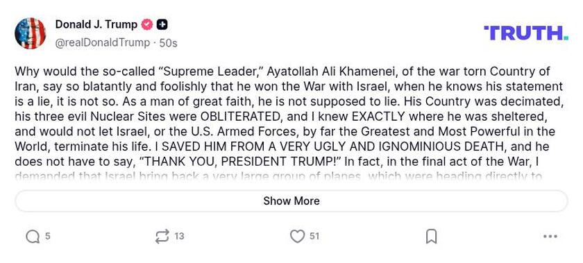 Post preview from Donald Trump