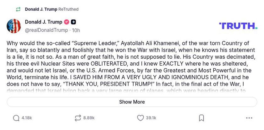 Post preview from Donald Trump