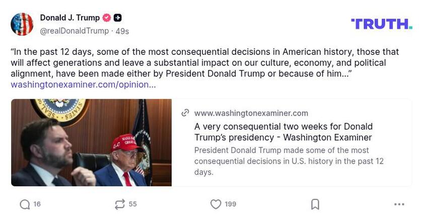 Post preview from Donald Trump