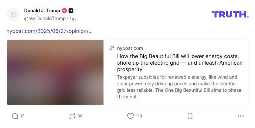 Post image from Donald Trump