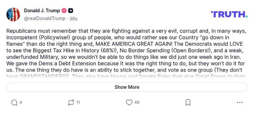 Post preview from Donald Trump