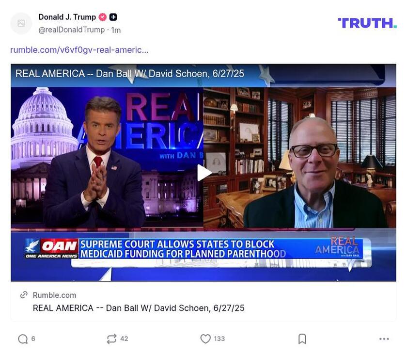 Post image from Donald Trump