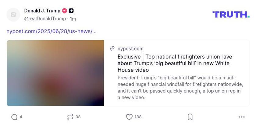 Post image from Donald Trump