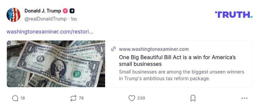 Post image from Donald Trump