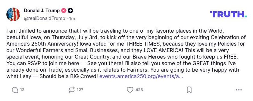 Post image from Donald Trump