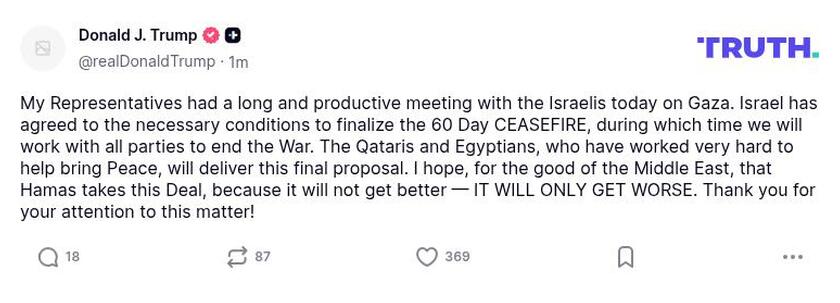 Post preview from Donald Trump