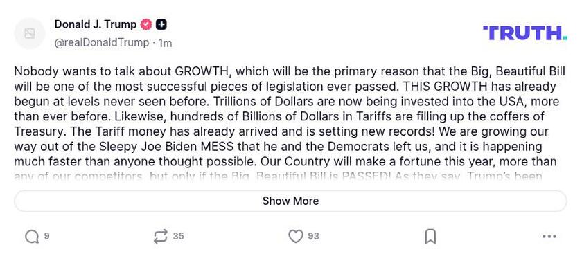 Post preview from Donald Trump