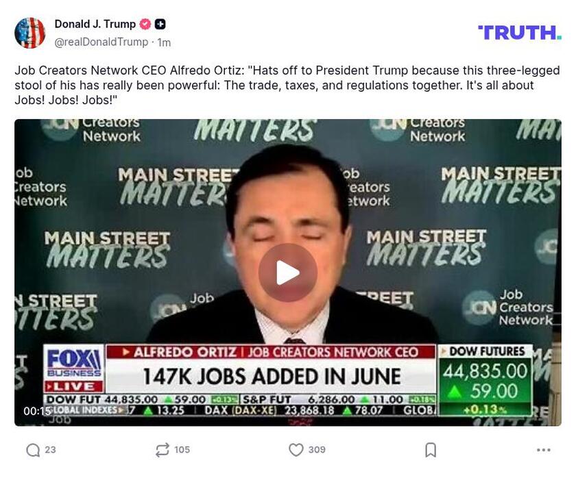 Post image from Donald Trump