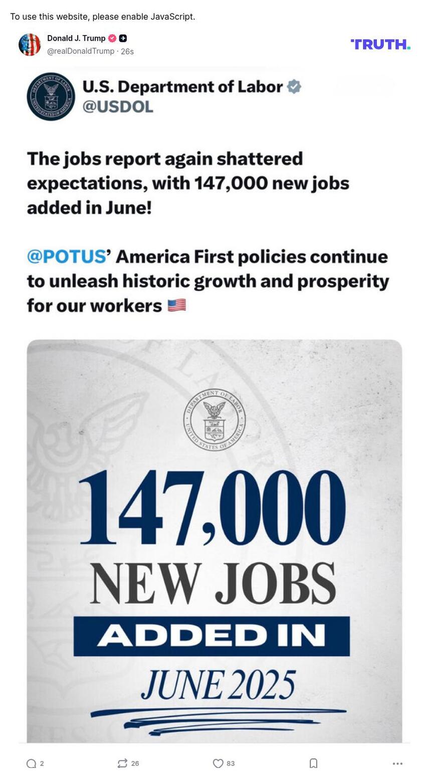 Post image from Donald Trump