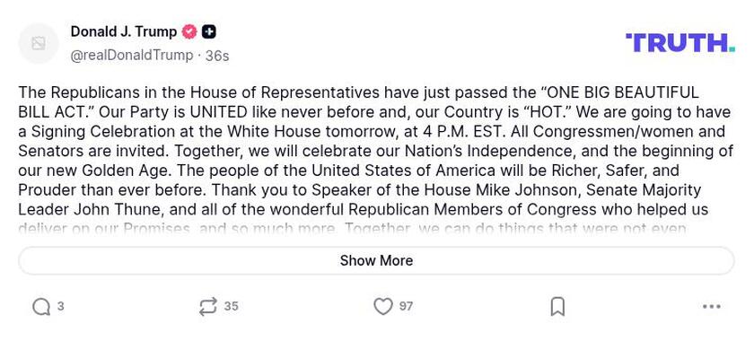 Post image from Donald Trump