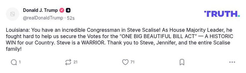 Post image from Donald Trump