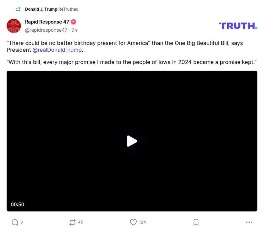 Post image from Donald Trump