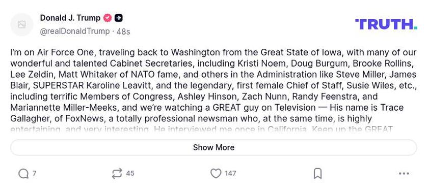 Post image from Donald Trump