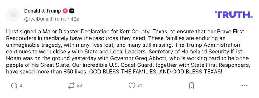 Post image from Donald Trump