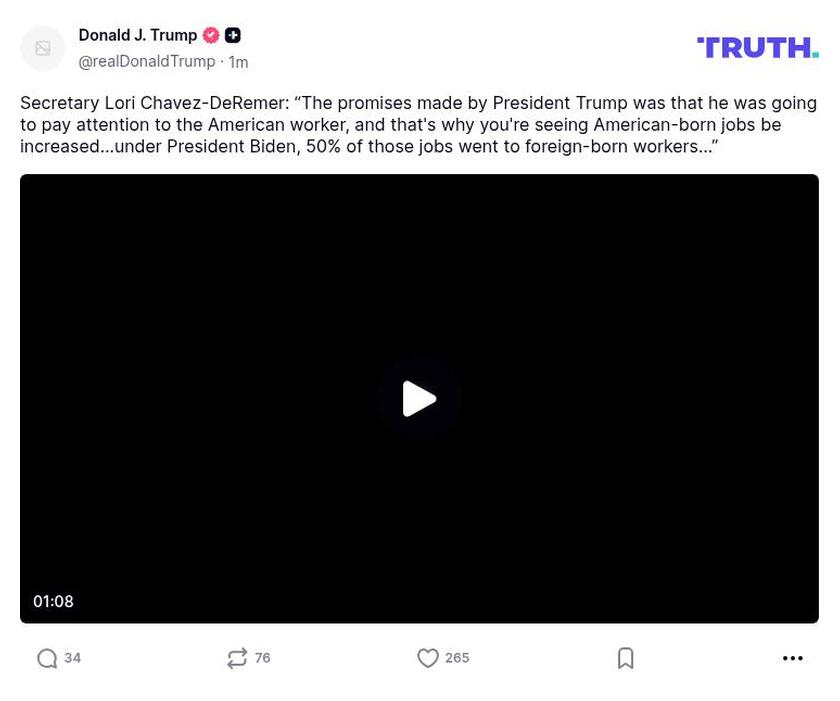 Post preview from Donald Trump