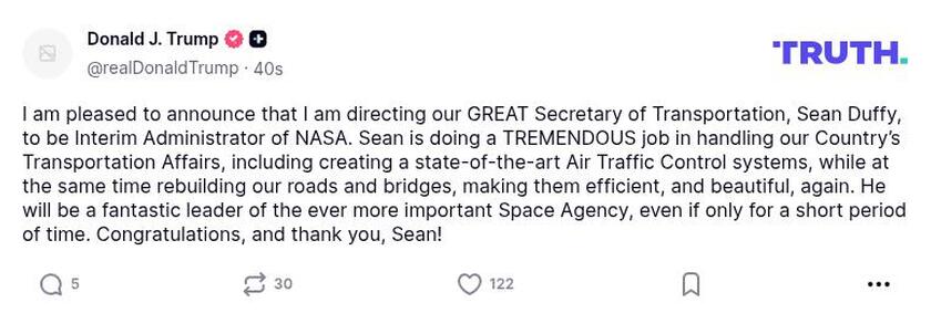 Post image from Donald Trump