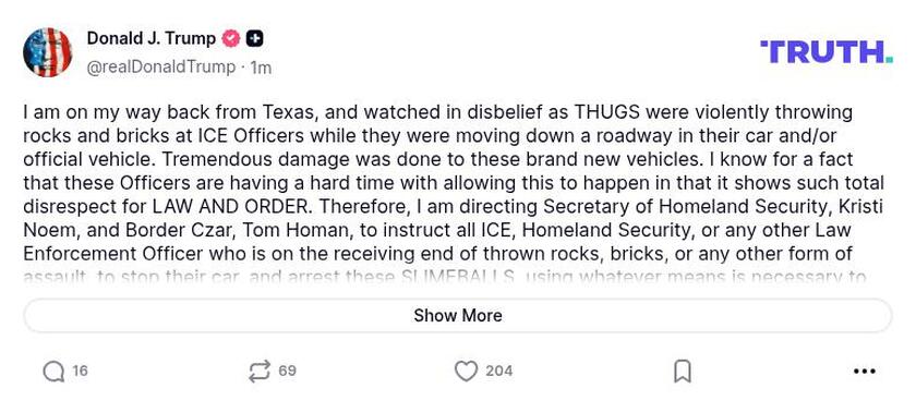 Post image from Donald Trump